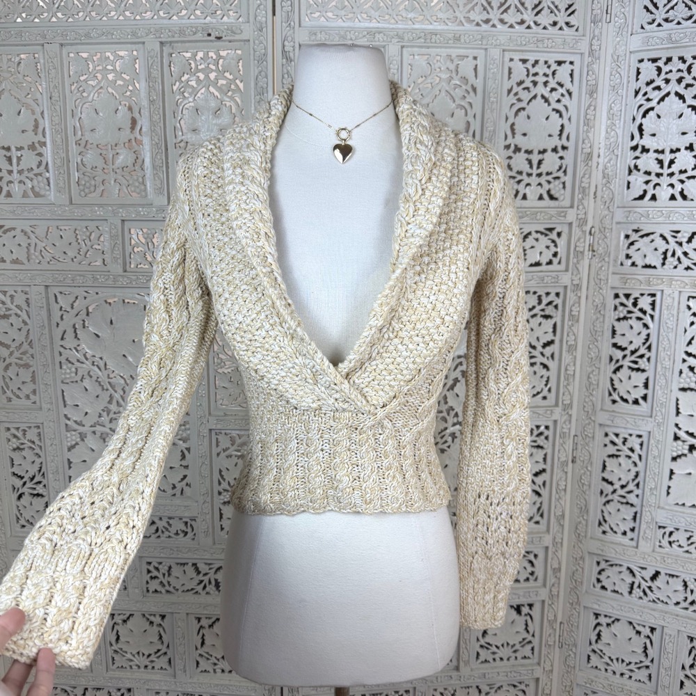 Y2K Arden B Faux‎ Wrap Cropped Sweater Sz XSmall Shawl Collar Chunky Layering
